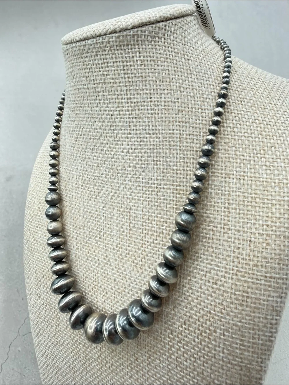 NWT Navajo Pearl Sterling Silver Graduated Bead Necklace 15” + 2” Ext Southwest
